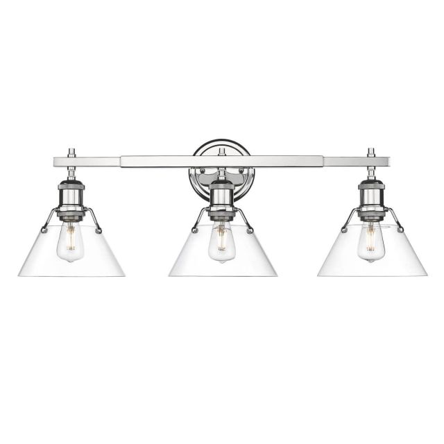 Golden Lighting Orwell 3 Light 27 inch Bath Vanity Light in Chrome with Clear Glass 3306-BA3 CH-CLR